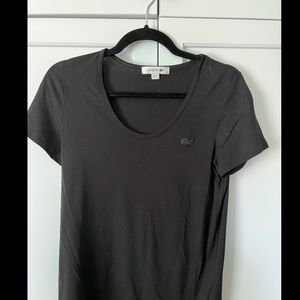 LACOSTE scoop Neck t-shirt, black, size 36